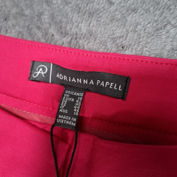 Adrianna Papell Pants Woman 10 Hot Pink Midrise Cropped Straight Stretchy Preppy - Picture 10 of 11